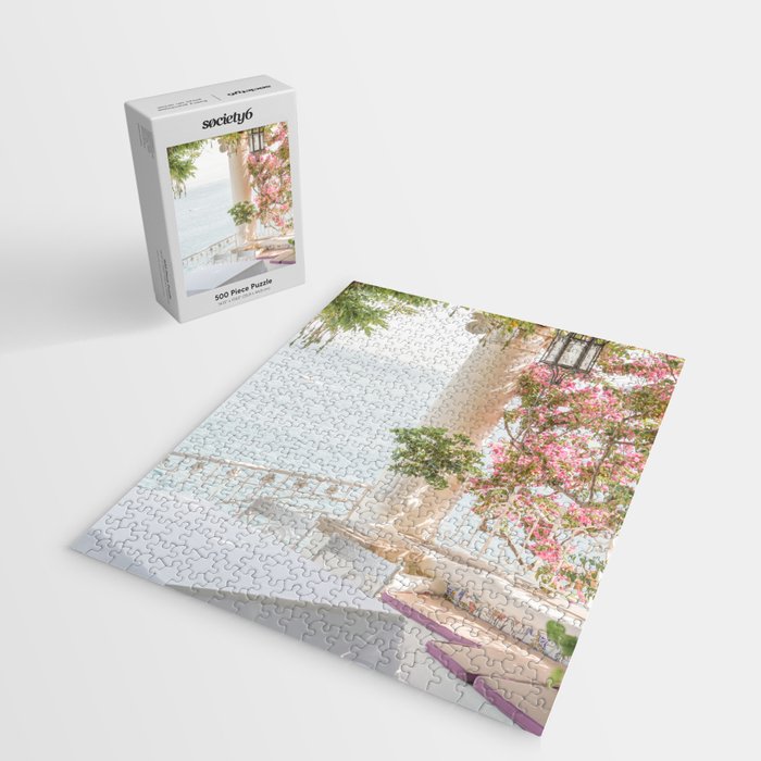 Sorrento Vibes | Balcony In Italy With Pink Flowers Photo Print | Summer Travel Photography Jigsaw Puzzle Gallery Image 2