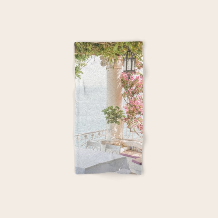 Sorrento Vibes | Balcony In Italy With Pink Flowers Photo Print | Summer Travel Photography Bath Towel Gallery Image 1