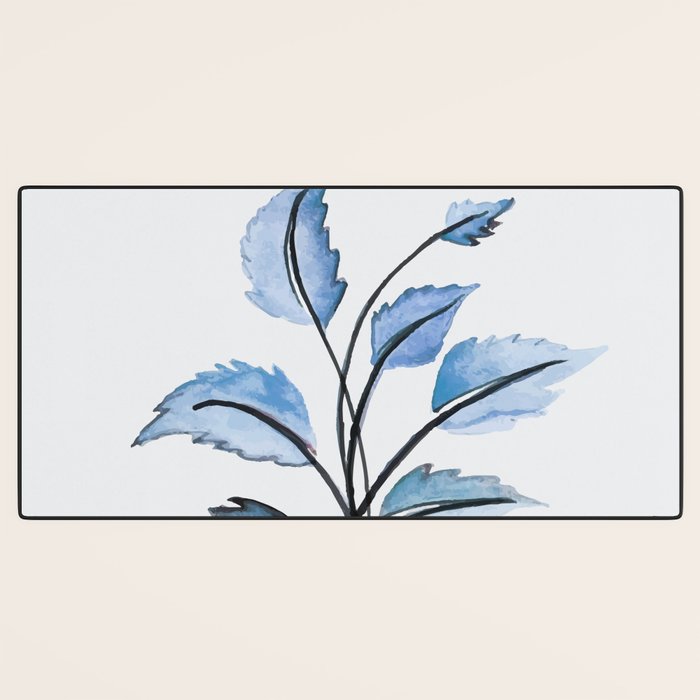 Blue leaves Desk Mat Gallery Image 3