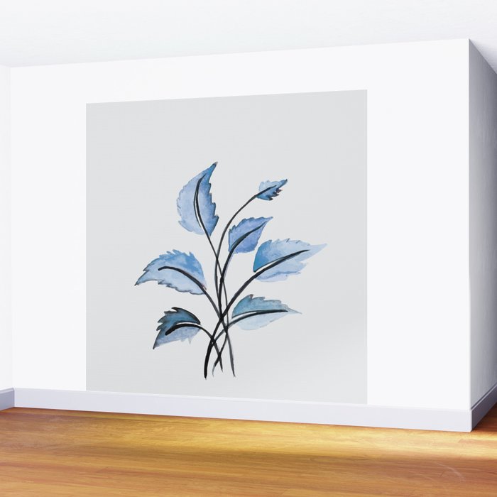 Blue leaves Wall Mural Gallery Image 2