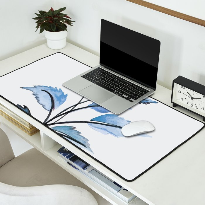 Blue leaves Desk Mat Gallery Image 2