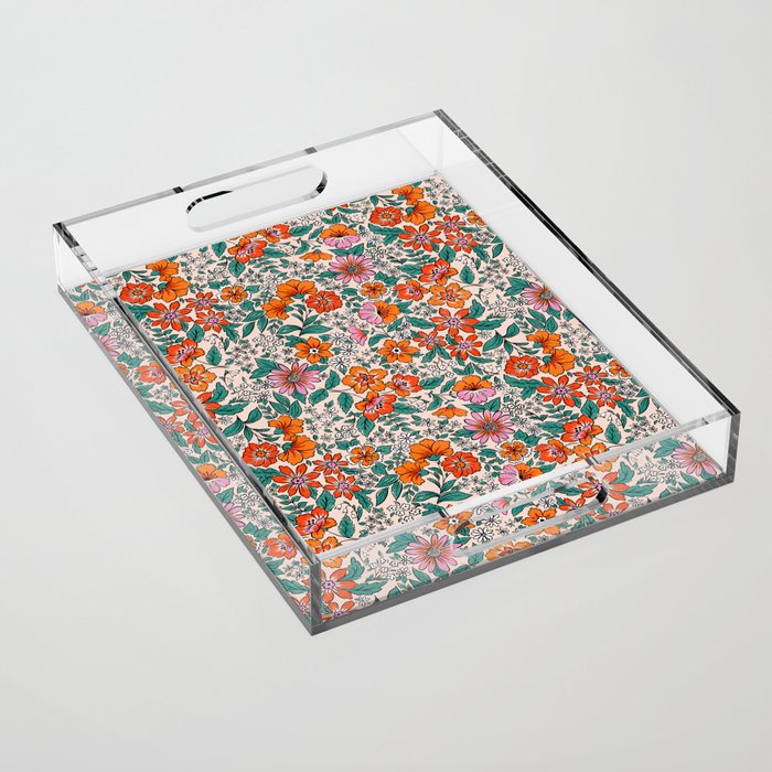 Posey - pink, orange, and teal Acrylic Tray Gallery Image 1