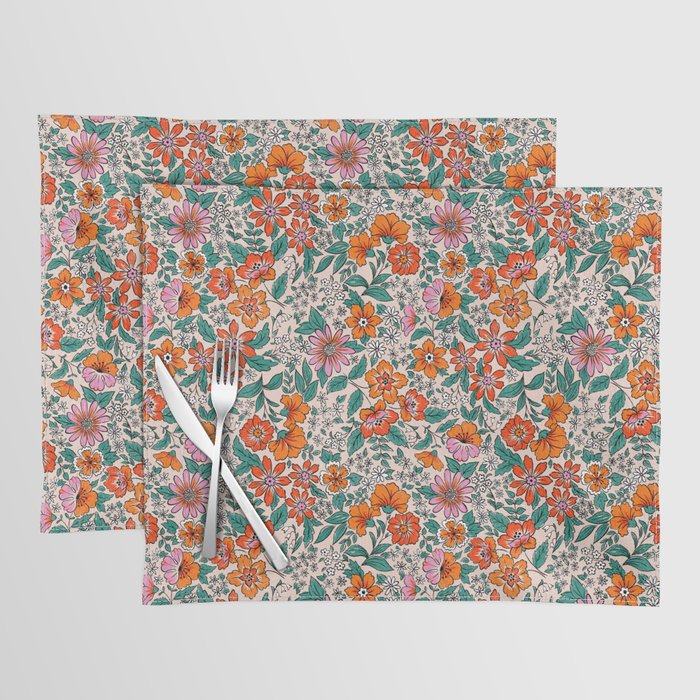 Posey - pink, orange, and teal Placemat Gallery Image 1
