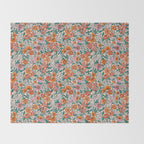 Posey - pink, orange, and teal Throw Blanket Gallery Image 2