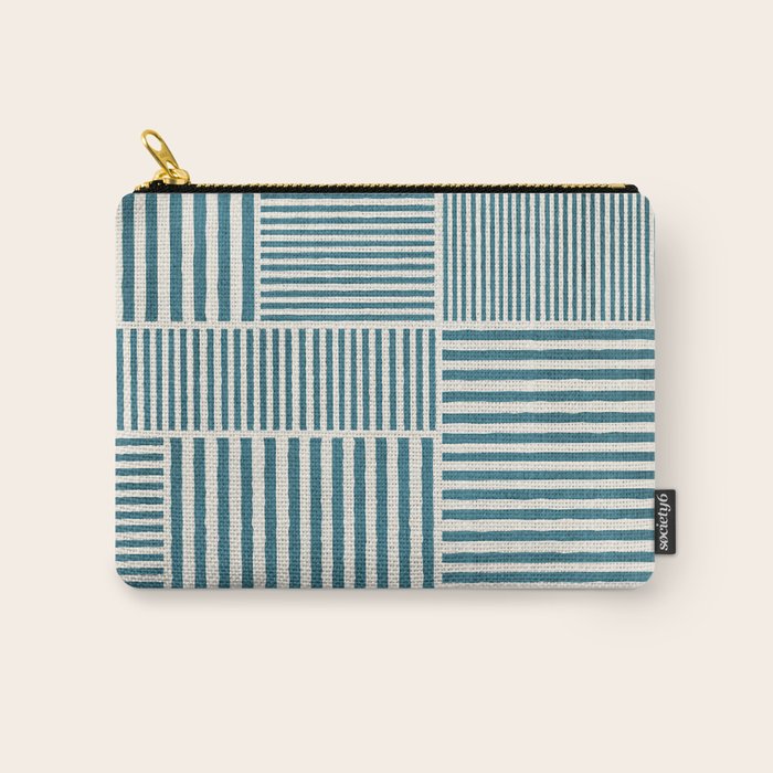 Teal Bold Lines Geometric Composition Artwork Carry All Pouch Gallery Image 1