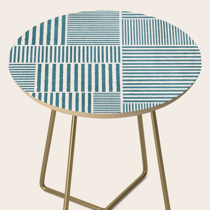 Teal Bold Lines Geometric Composition Artwork Side Table Gallery Image 2