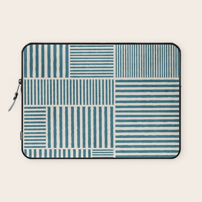 Teal Bold Lines Geometric Composition Artwork Laptop Sleeve Gallery Image 1