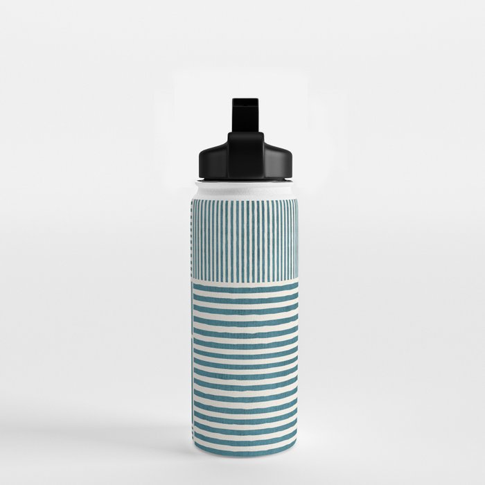 Teal Bold Lines Geometric Composition Artwork Water Bottle Gallery Image 2