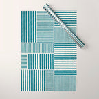 Teal Bold Lines Geometric Composition Artwork Wrapping Paper Gallery Image 1