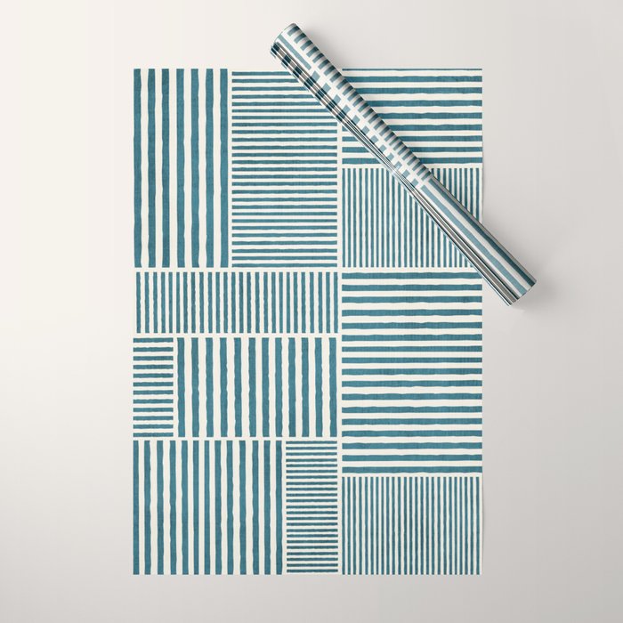 Teal Bold Lines Geometric Composition Artwork Wrapping Paper Gallery Image 1