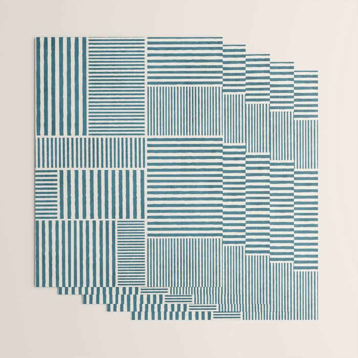 Teal Bold Lines Geometric Composition Artwork Wrapping Paper Gallery Image 3