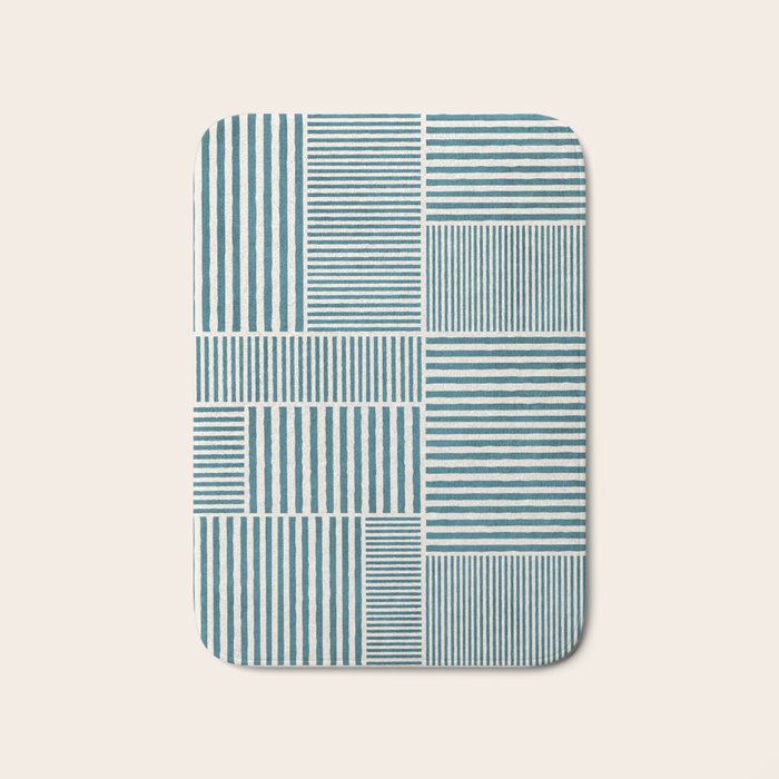 Teal Bold Lines Geometric Composition Artwork Bath Mat Gallery Image 1