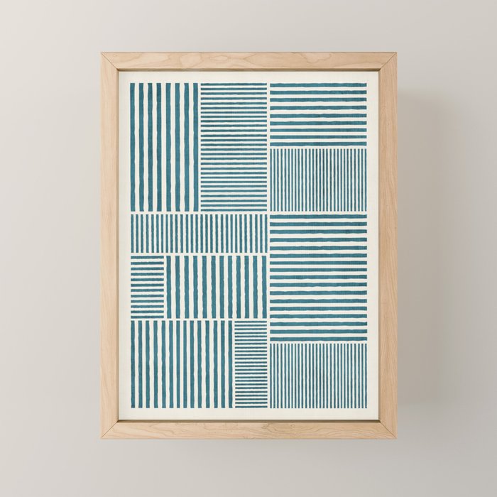 Teal Bold Lines Geometric Composition Artwork Mini Art Print Gallery Image 1