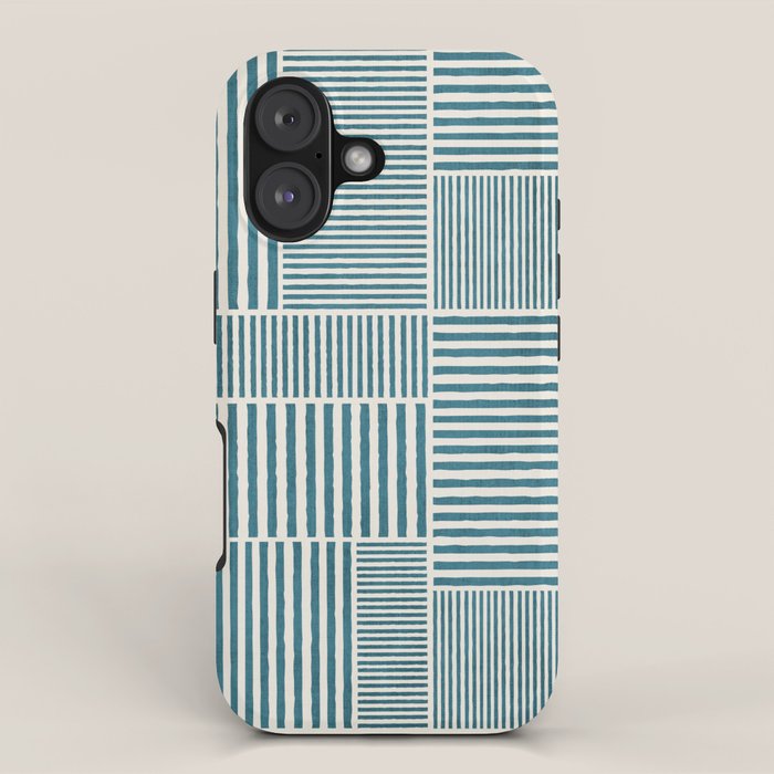 Teal Bold Lines Geometric Composition Artwork iPhone Case Gallery Image 1