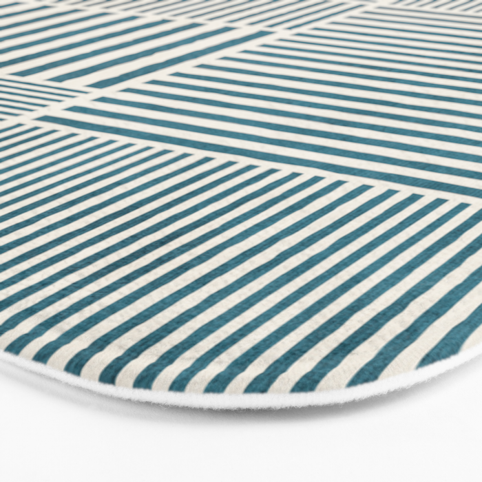 Teal Bold Lines Geometric Composition Artwork Bath Mat Gallery Image 3