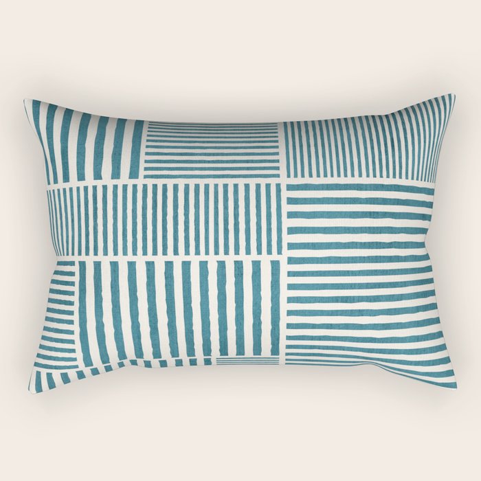 Teal Bold Lines Geometric Composition Artwork Rectangular Pillow Gallery Image 2