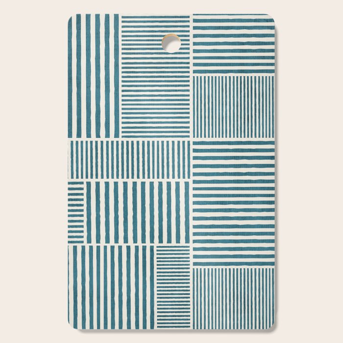 Teal Bold Lines Geometric Composition Artwork Cutting Board Gallery Image 1
