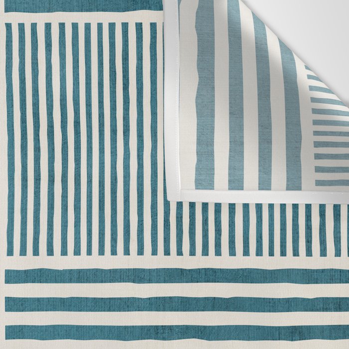 Teal Bold Lines Geometric Composition Artwork Wall Tapestry Gallery Image 3