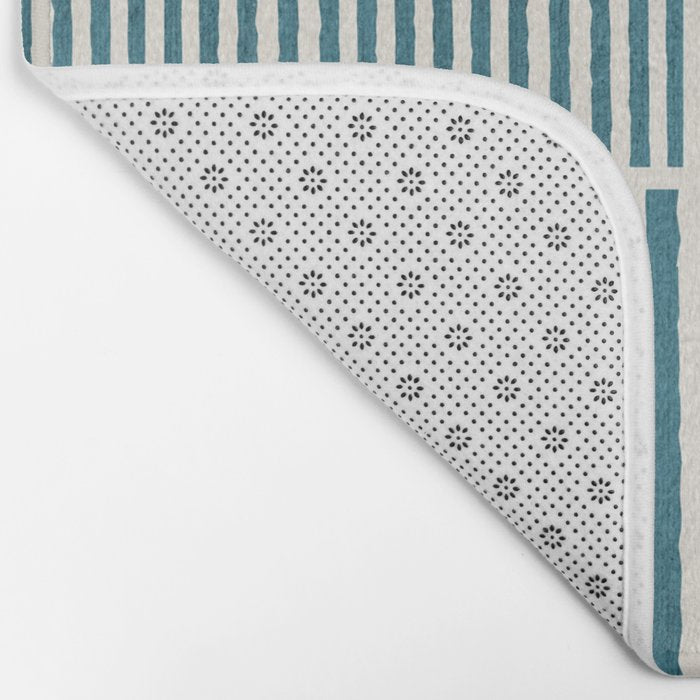 Teal Bold Lines Geometric Composition Artwork Bath Mat Gallery Image 2