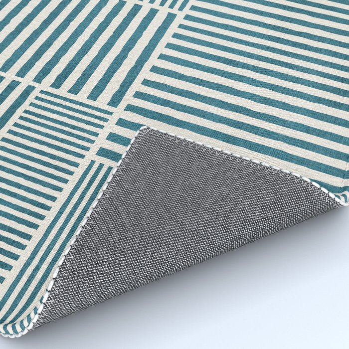 Teal Bold Lines Geometric Composition Artwork Rug Gallery Image 4