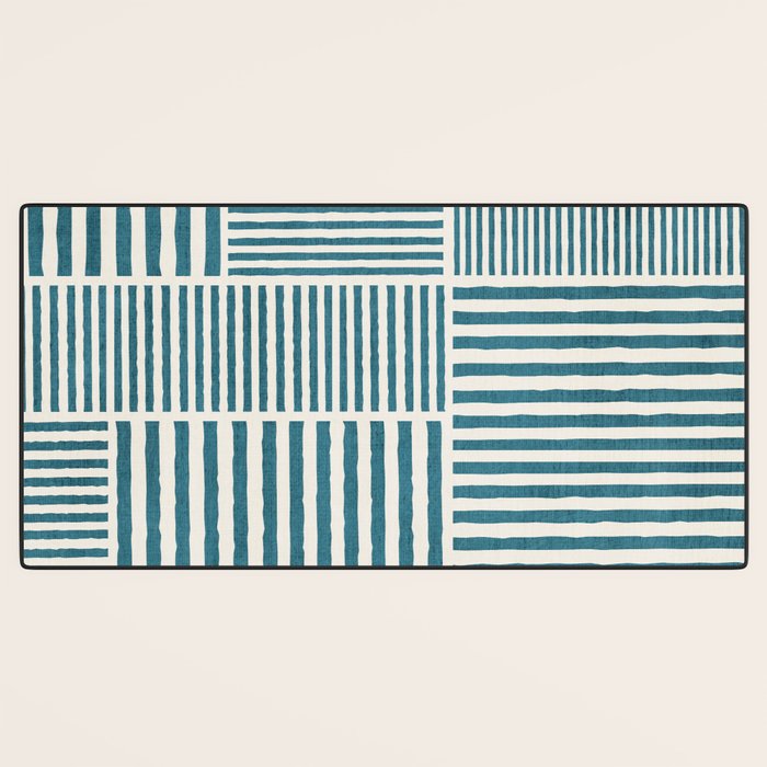 Teal Bold Lines Geometric Composition Artwork Desk Mat Gallery Image 3
