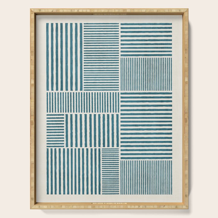 Teal Bold Lines Geometric Composition Artwork Serving Tray Gallery Image 1