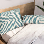 Teal Bold Lines Geometric Composition Artwork Pillow Sham Gallery Image 2
