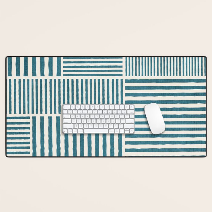 Teal Bold Lines Geometric Composition Artwork Desk Mat Gallery Image 1