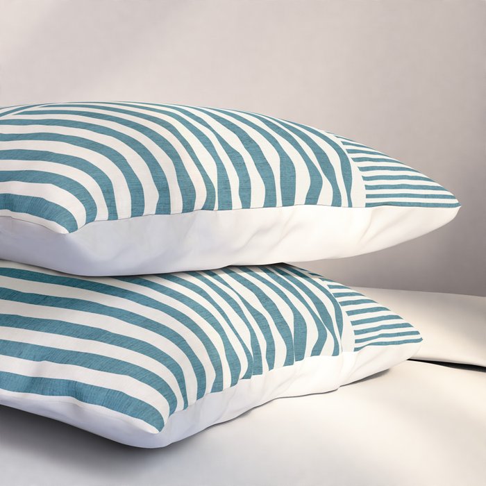 Teal Bold Lines Geometric Composition Artwork Pillow Sham Gallery Image 3