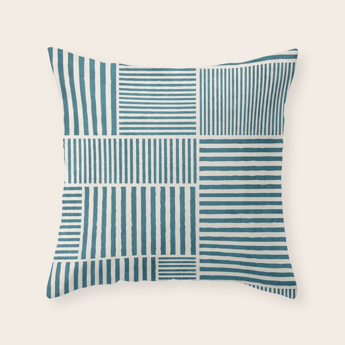 Teal Bold Lines Geometric Composition Artwork Throw Pillow Gallery Image 1