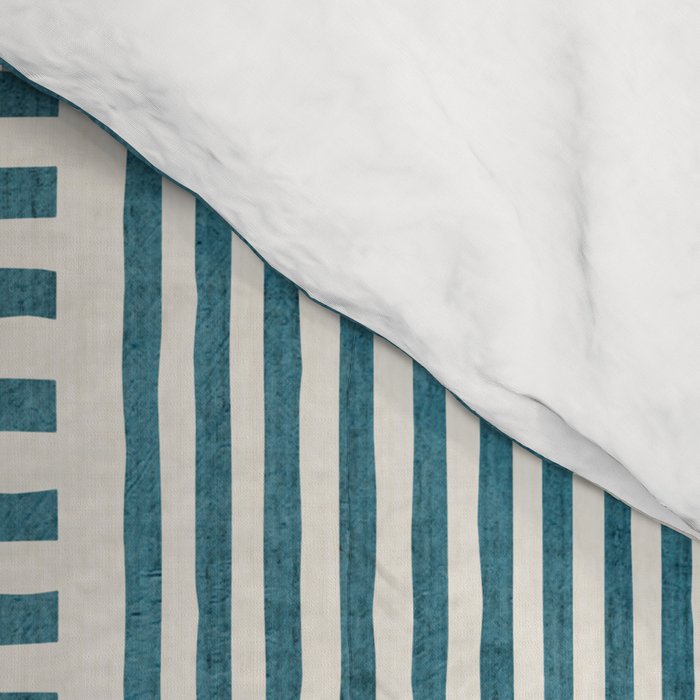 Teal Bold Lines Geometric Composition Artwork Comforter Gallery Image 4