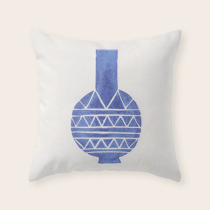 Linocut Vase #8 Throw Pillow Gallery Image 6