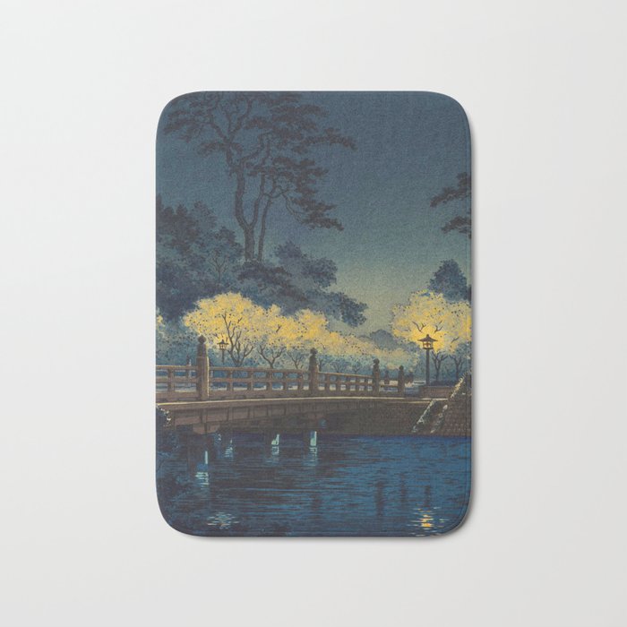Tsuchiya Koitsu Vintage Japanese Woodblock Print Spring Blossom At Night t Bath Mat Gallery Image 1