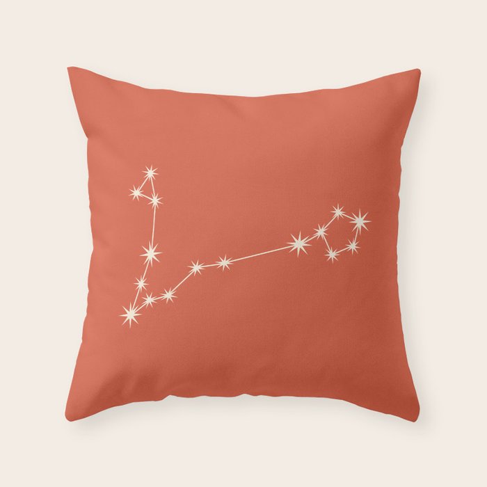 Pisces Zodiac Star Constellation Line Art Coral Red Throw Pillow Gallery Image 6