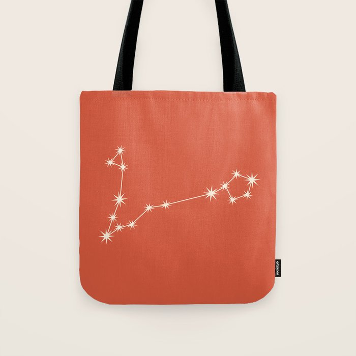 Pisces Zodiac Star Constellation Line Art Coral Red Tote Bag Gallery Image 1