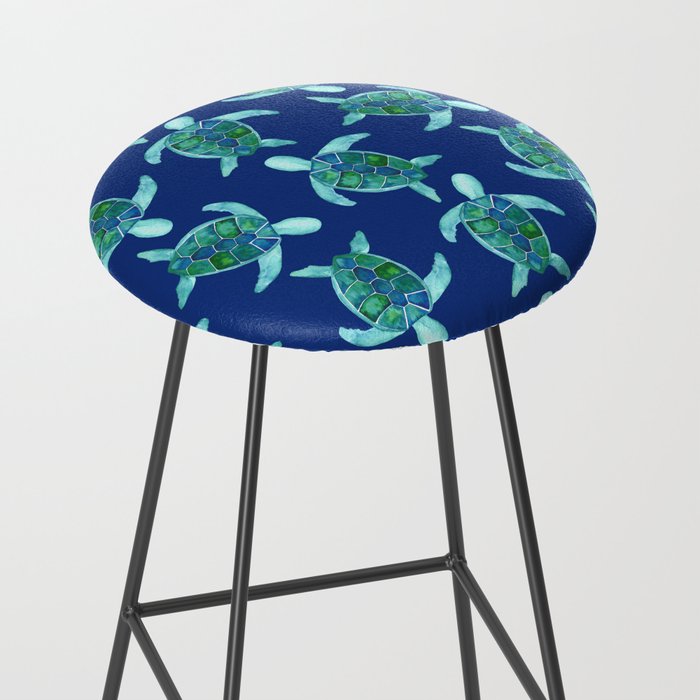 Save the Sea Turtles |Watercolor Blue Green| Renee Davis Stool Gallery Image 2