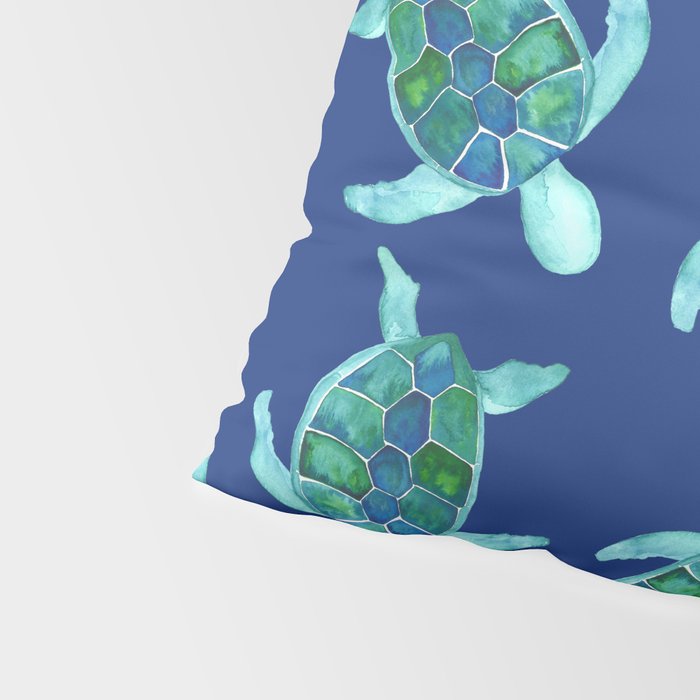 Save the Sea Turtles |Watercolor Blue Green| Renee Davis Pillow Sham Gallery Image 4