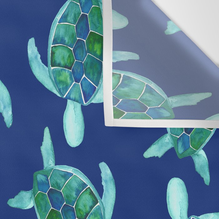 Save the Sea Turtles |Watercolor Blue Green| Renee Davis Wall Tapestry Gallery Image 3