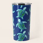 Save the Sea Turtles |Watercolor Blue Green| Renee Davis Travel Mug Gallery Image 1