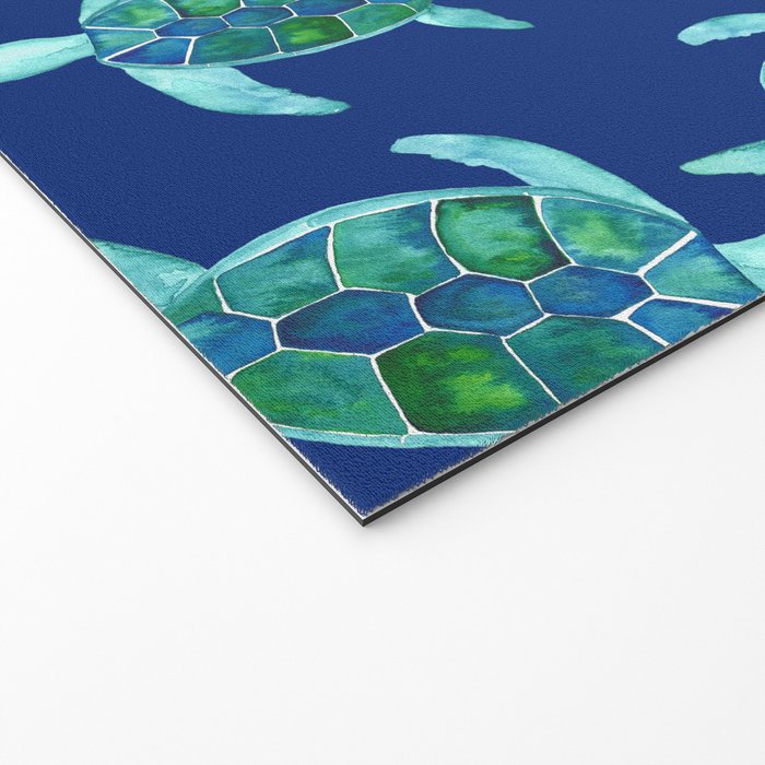 Save the Sea Turtles |Watercolor Blue Green| Renee Davis Welcome Mat Gallery Image 2