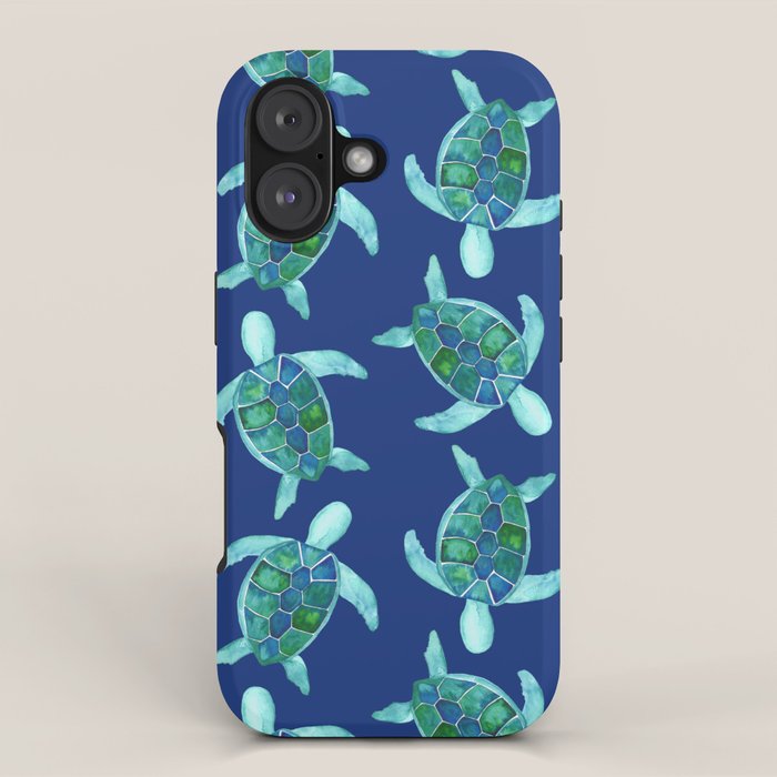 Save the Sea Turtles |Watercolor Blue Green| Renee Davis iPhone Case Gallery Image 1