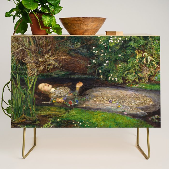 Ophelia Painting by John Everett Millais Credenza Gallery Image 1