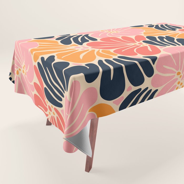 Abstract vintage flower art pattern Tablecloth Gallery Image 1