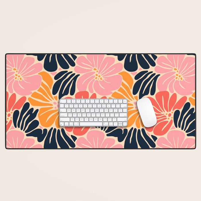 Abstract vintage flower art pattern Desk Mat Gallery Image 1