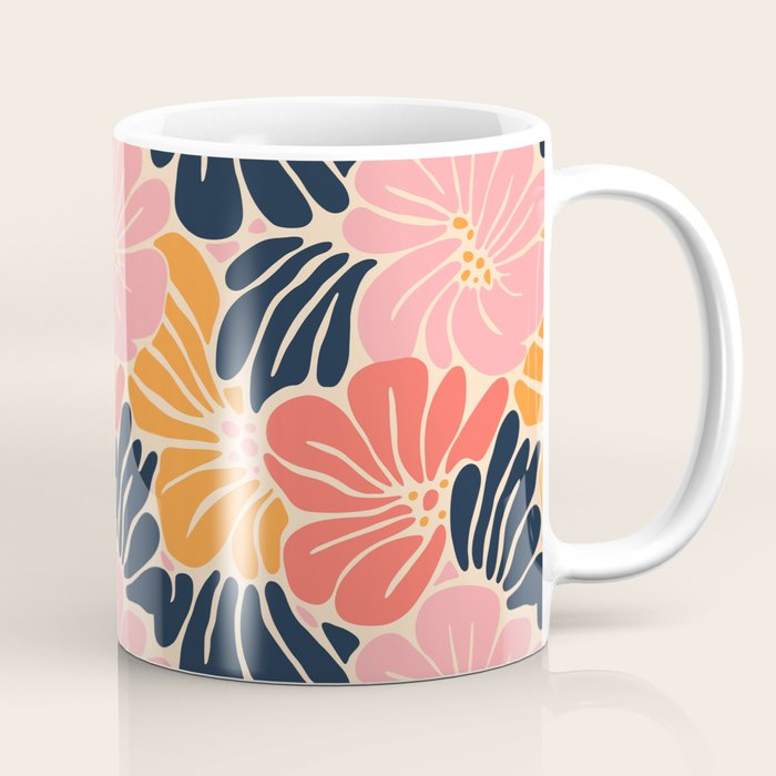 Abstract vintage flower art pattern Coffee Mug Gallery Image 1