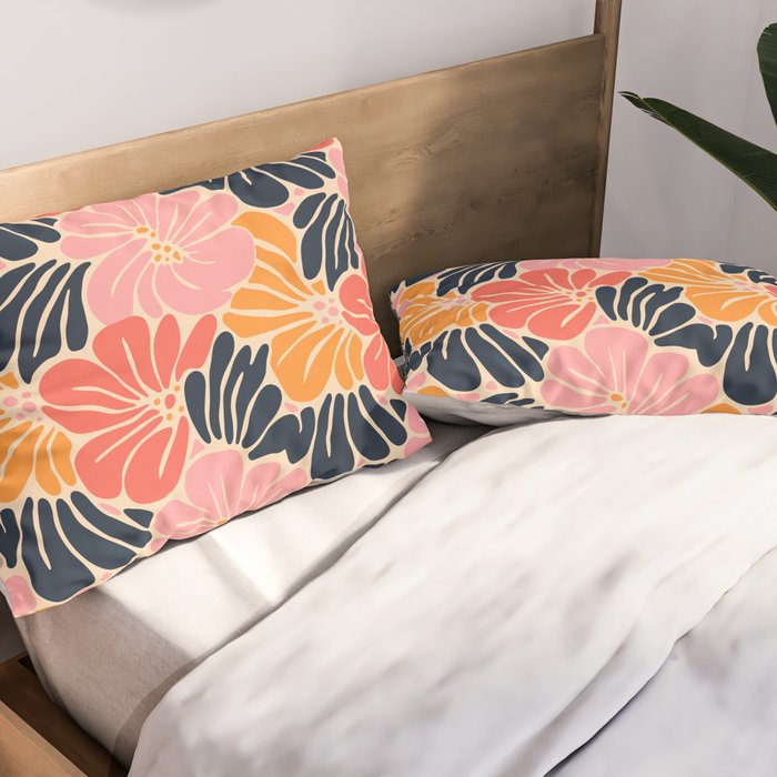 Abstract vintage flower art pattern Pillow Sham Gallery Image 2
