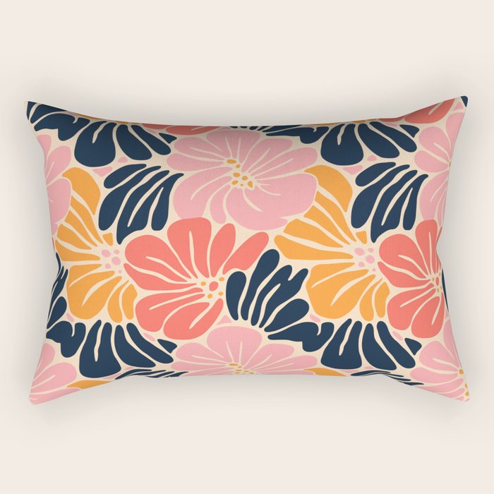 Abstract vintage flower art pattern Rectangular Pillow Gallery Image 2