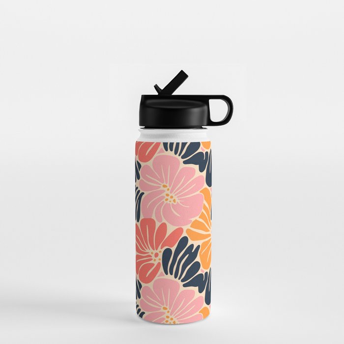 Abstract vintage flower art pattern Water Bottle Gallery Image 1