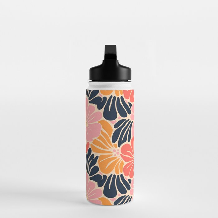 Abstract vintage flower art pattern Water Bottle Gallery Image 3