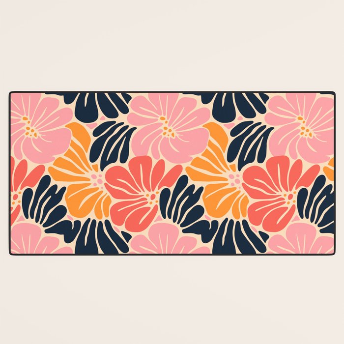 Abstract vintage flower art pattern Desk Mat Gallery Image 3